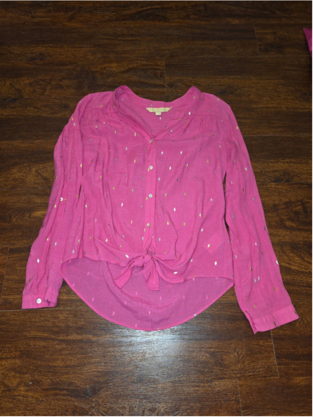 Hope & Harlow Pink Front tie blouse size medium
